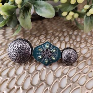 Pewter and Teal Hairclip